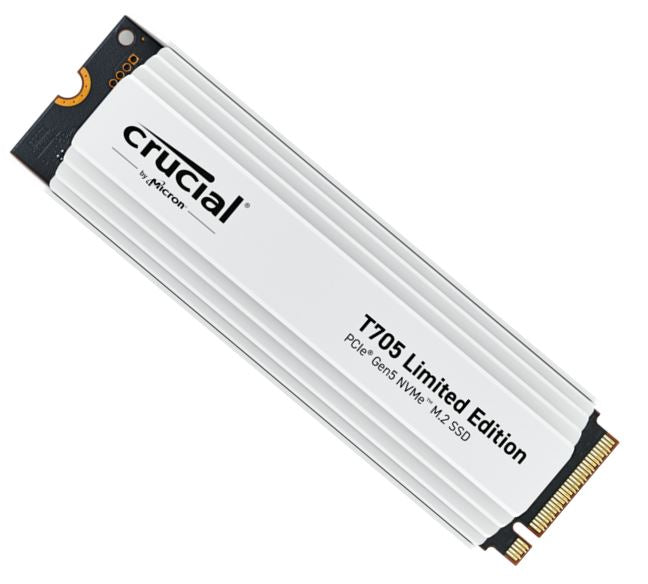 Crucial T705 2TB Gen5 NVMe SSD White Heatsink - 14500/12700 MB/s R/W 1200TBW 1550K IOPs 1.5M hrs MTTF DirectStorage for Intel 14th Gen AMD Ryzen Crucial T705 2TB Gen5 NVMe SSD White Heatsink - 14500/12700 MB/s R/W 1200TBW 1550K IOPs 1.5M hrs MTTF DirectStorage for Intel 14th Gen AMD Ryzen